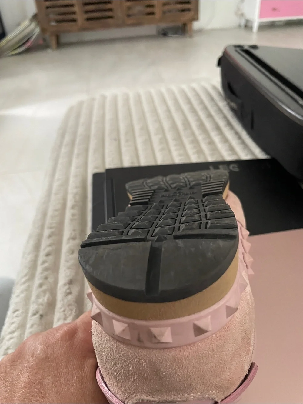 Valentino Garavani Pink Leather & Suede Studded Women's Sneakers